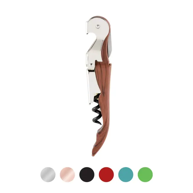 True TrueTap Double Hinged Waiter’s Corkscrew, Riveted Wood Wine Bottle Opener with Foil Cutter, Wine Key