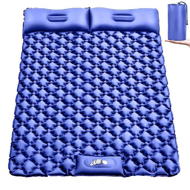 Gukkicco Camping Sleeping Pad, Ultralight Self Inflating Camping Pad 2 Person with Pillow Built-in Foot Pump for Camping, Hiking - Airpad, Carry Bag, Repair Kit