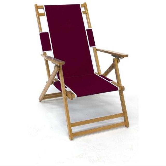 Frankford Umbrellas Oak Wood Beach Chair (Marine Grade Burgundy)