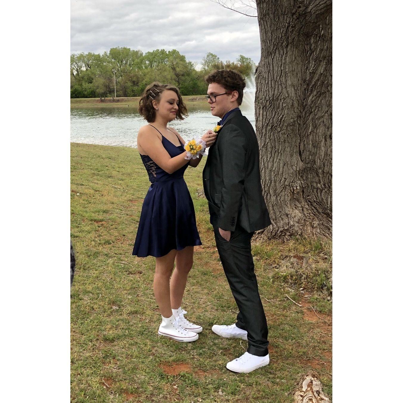 Our first prom. Notice our signature matching sneakers. (April 2021)