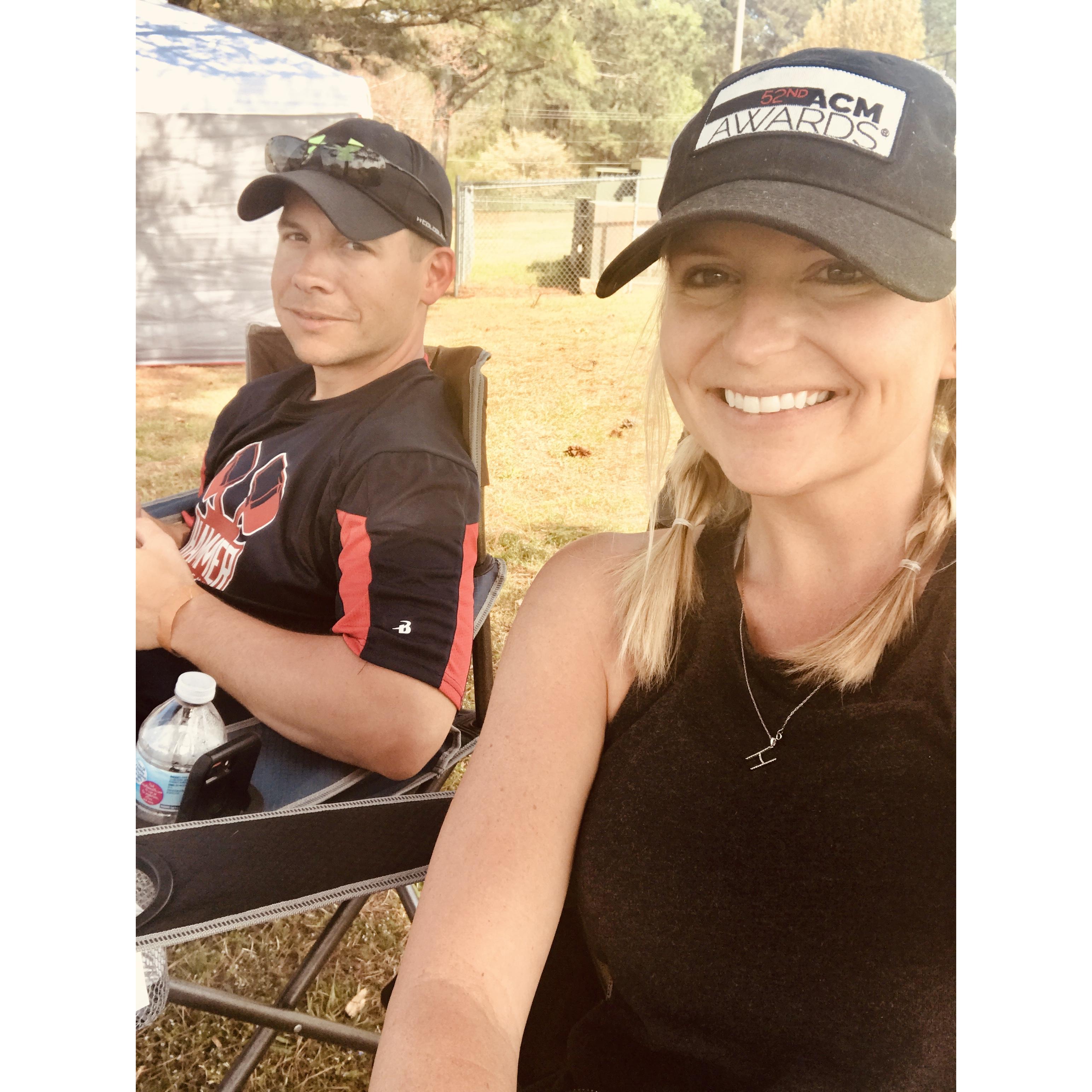 One of our favorite places to be together-- the ballfield!