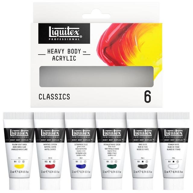 Liquitex Professional Heavy Body Acrylic Paint, 6 x 22ml (0.74-oz) Color Set,Blue,Green,White