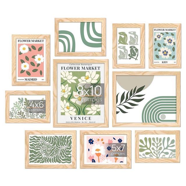upsimples 10 Pack Picture Frames Collage Wall Decor, Gallery Wall Frame Set for Wall Mounting or Tabletop Display, Multi Sizes Including 8x10, 5x7, 4x6 Family Photo Frames, Natural