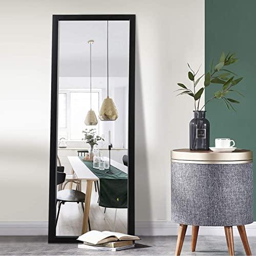 Elevens Full Length Floor Mirror 43"x16" Large Rectangle Wall Mirror Standing Hanging or Leaning Against Wall for Bedroom, Dressing and Wall-Mounted Thin Frame Mirror - Black
