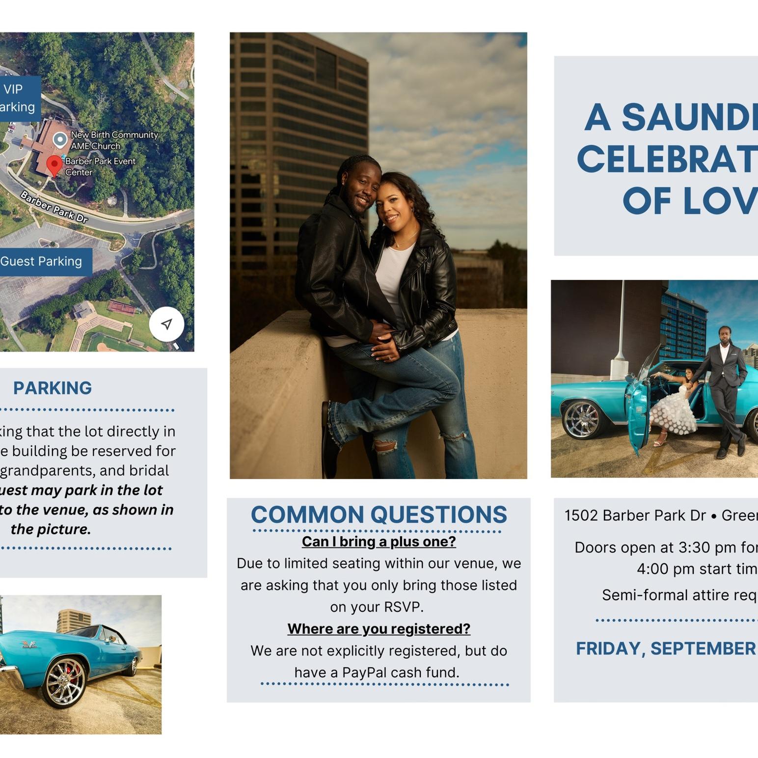 The wedding is only 4 short days away! Here is some information that you may need. 
We are so excited to see you!