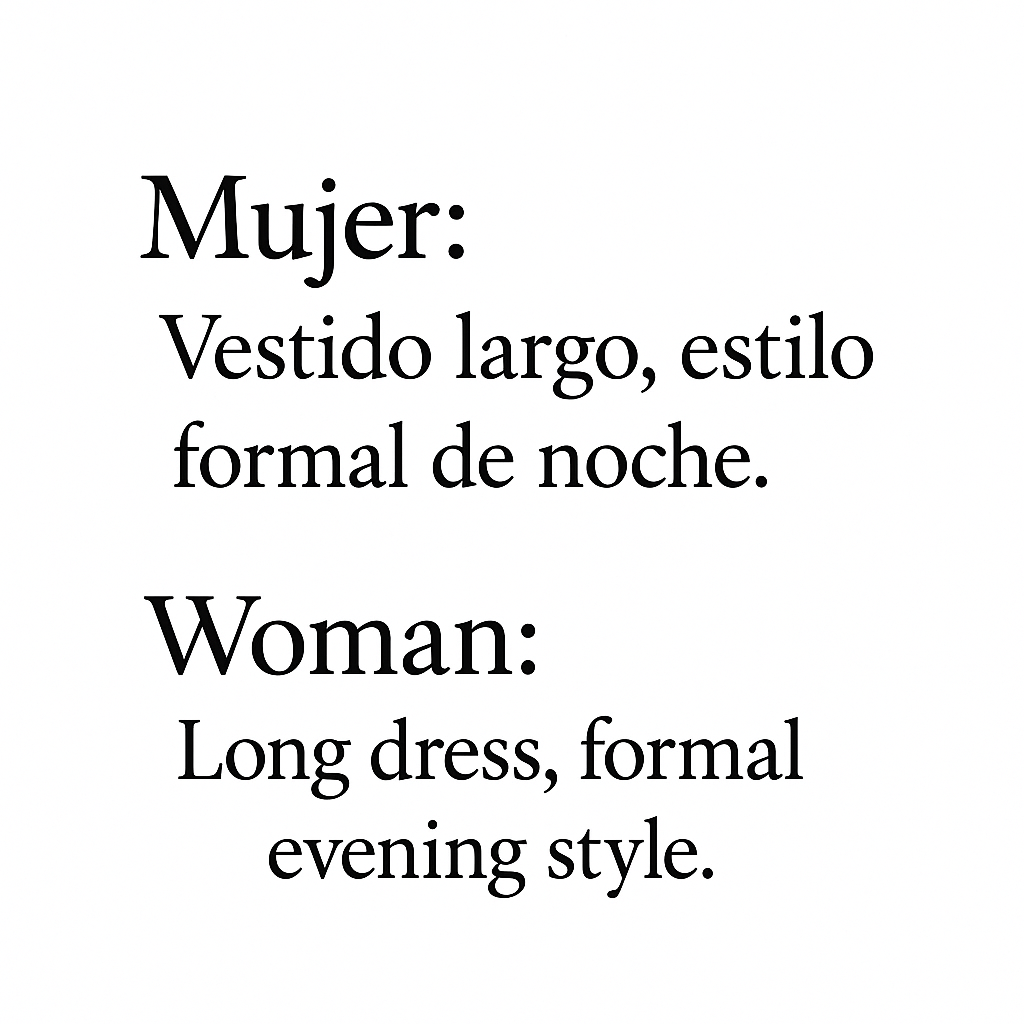 Mujer: Vestido largo, estilo formal de noche. Woman: Long dress, formal evening style.