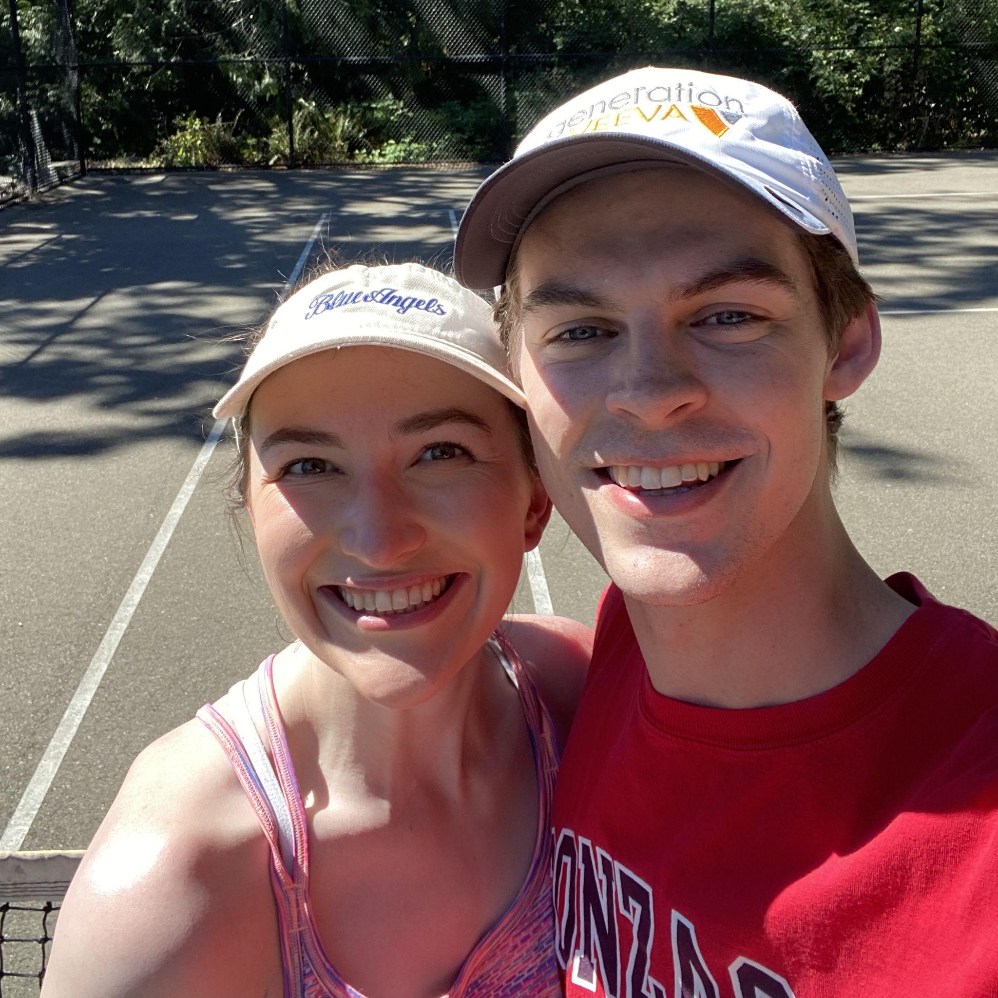 August 2022. Will’s first tennis lesson! Caroline has had fun teaching Will how to play her favorite sport.