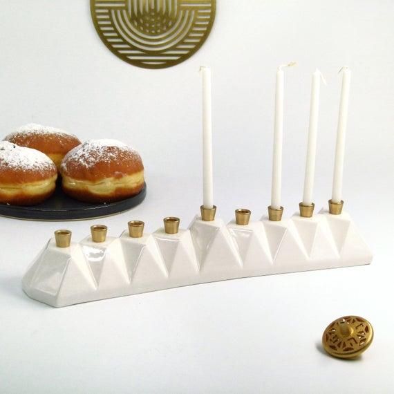 Modern Geometric Hanukkah Menorah