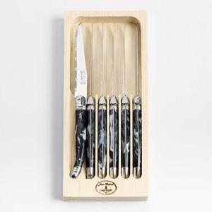 Jean Dubost Laguiole Black Steak Knives, Set of 6