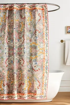 The Printed Cotton Slub Shower Curtain Collection