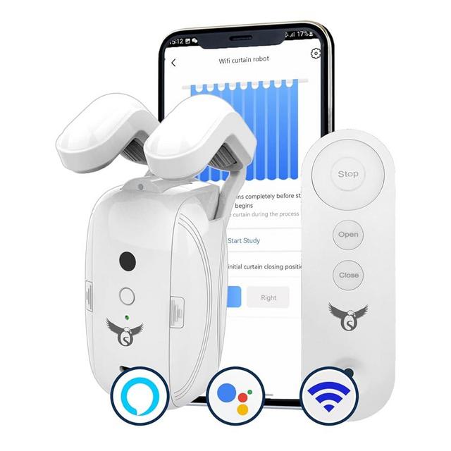 Osprey Smart Curtain Opener, 3in1: Roman Rod+ T-Track+ U-Rail, Suitable for 0.32-1.57" Rod,Remote Control & Automate App, Alexa-Google Home assisted (Gateway Included), Single Side Opening