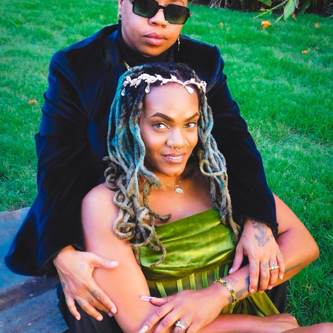 “Royal hearts rooted in magic.”
Wrapped in velvet and golden glow, we sit like forest royalty—one fierce, one glowing, both spellbound. A love that reigns in any realm.
#LandryLoveStory