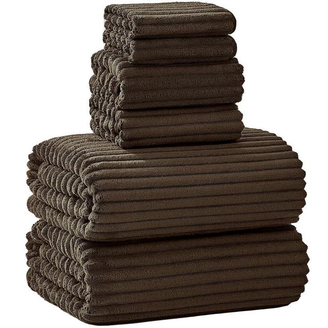 NALIVO Extra Large Bath Towel Set of 6 (40"x80"),Oversized Bath Sheet Super Soft Highly Absorbent Microfibers Quick Dry Luxury Shower Towel for Bathroom Spa Gym Hotel Yoga (Brown, 6Piece)