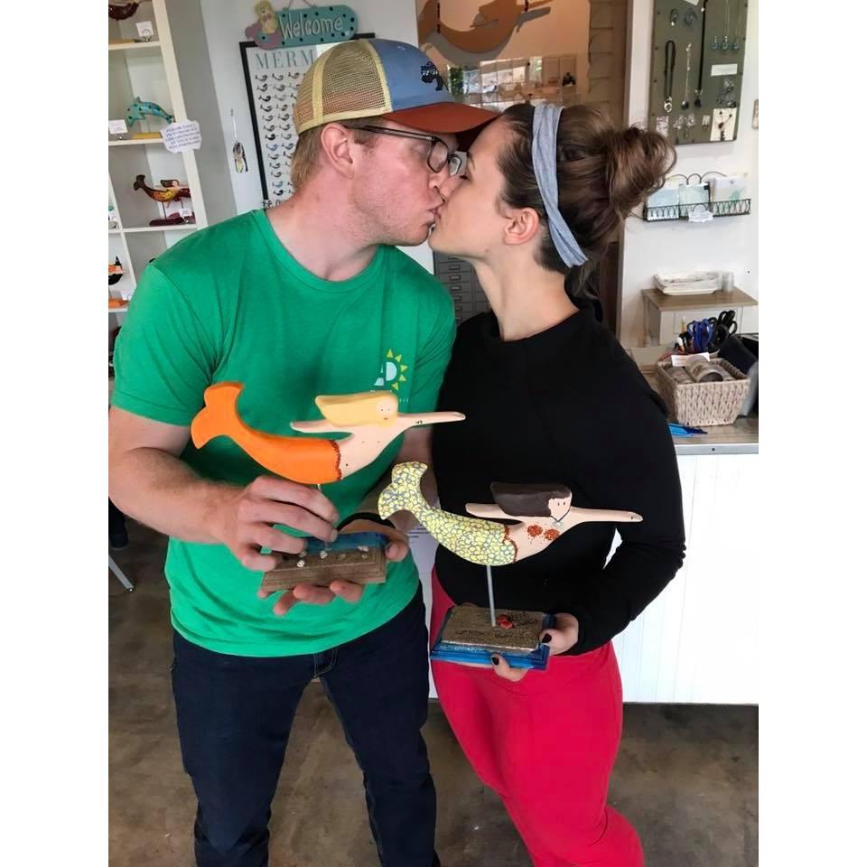 Seth took us to paint mermaids (a mascot of Virginia Beach area) for my birthday.