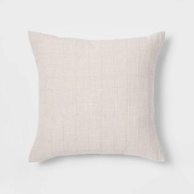 Woven Washed Windowpane Throw Pillow - Oversized Square