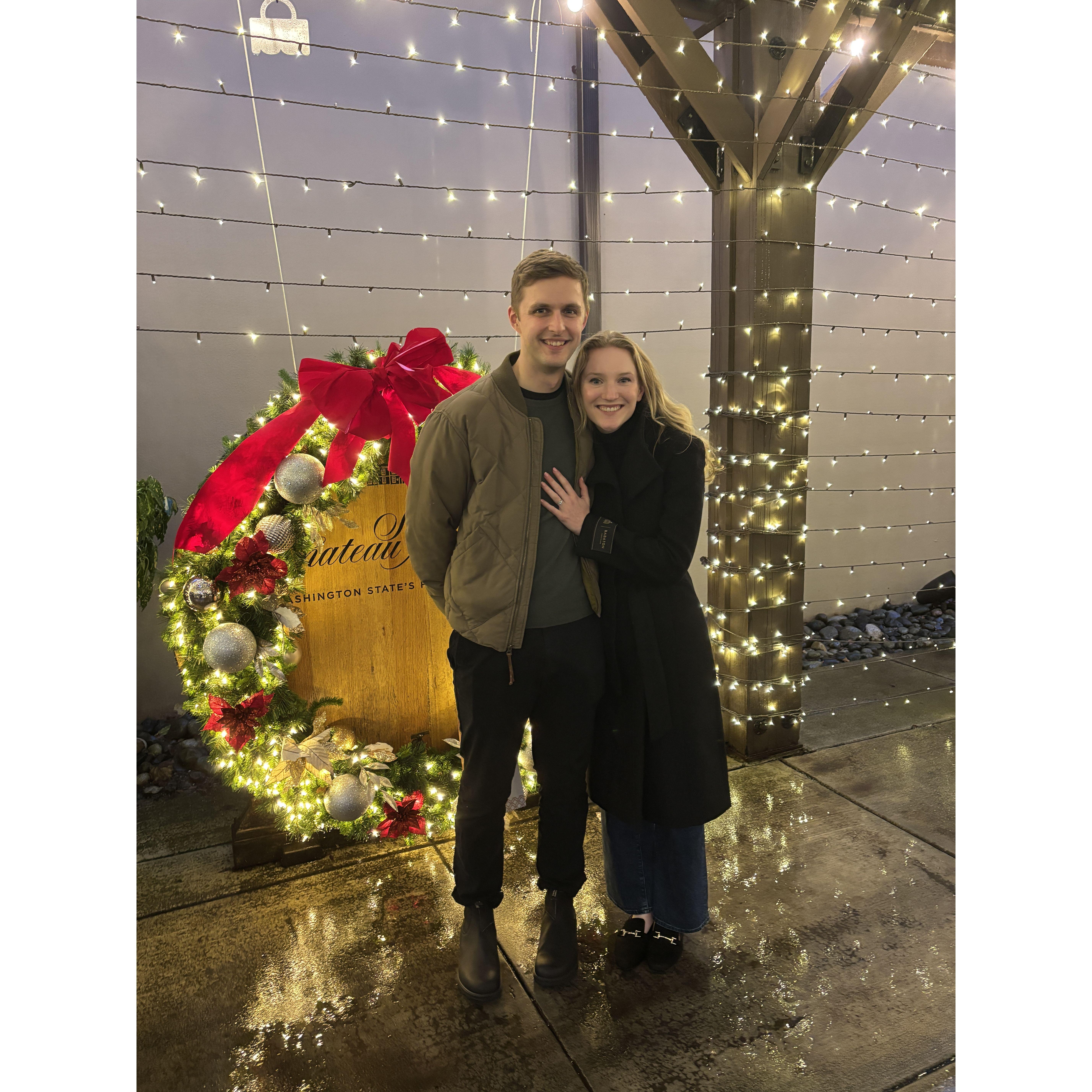 Celebrating our engagement with a wine tasting at Chateau Ste. Michelle!