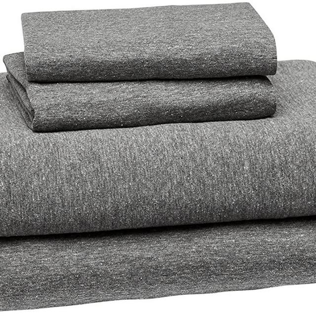 Amazon Basics Cotton Jersey Blend Bed Sheet Set - King, Dark Grey