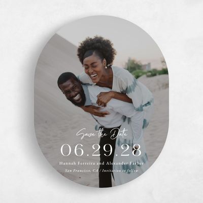White Oval Wedding Save the Date - Milford Photo