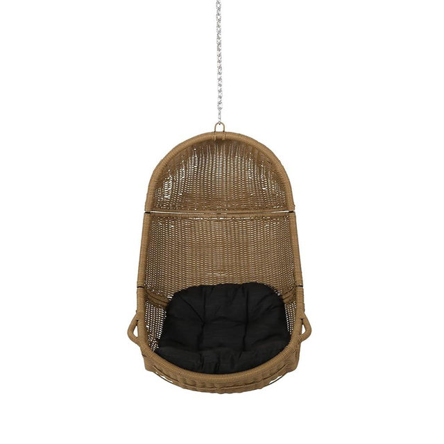 Christopher Knight Home Orville Outdoor Hanging Chair, Dark Gray + Light Brown