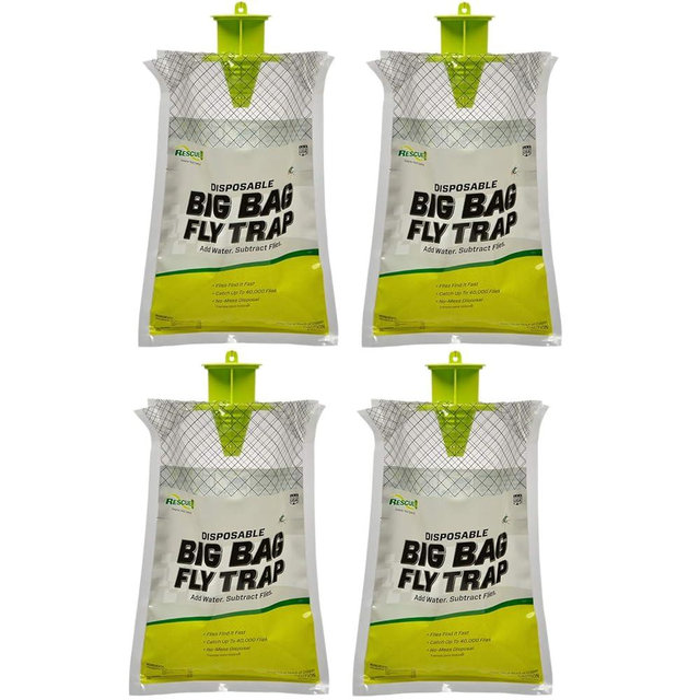 RESCUE! Big Bag Fly Trap – Disposable, Outdoor Use - 4 Traps