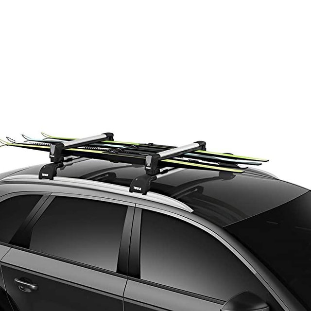 Thule SnowPack Ski/Snowboard Rack, 4 Pair-Aluminum, Medium (4 Pr/2 Boards)