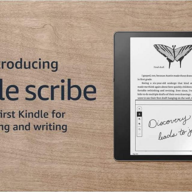 Introducing Kindle Scribe (16 GB), the first Kindle for reading and writing, with a 10.2” 300 ppi Paperwhite display, includes Basic Pen