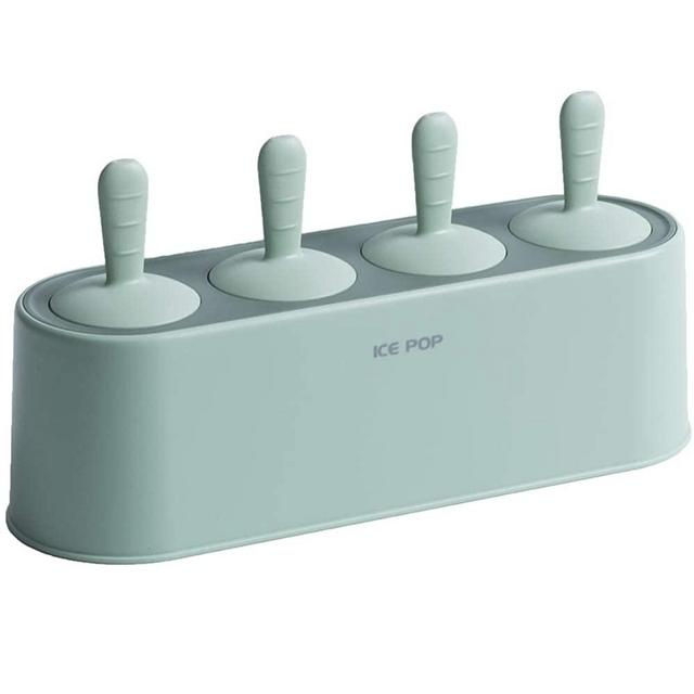 Popsicle Mold Set 4 Pieces Homemade Silicone Popsicle Maker Easy Release Ice Cream Molds Reusable DIY Pop Molds (Green)
