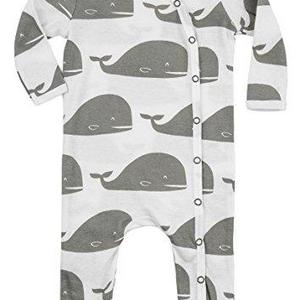 Milkbarn Organic Cotton Footed Sleeper (0-3 months, Grey Whale)