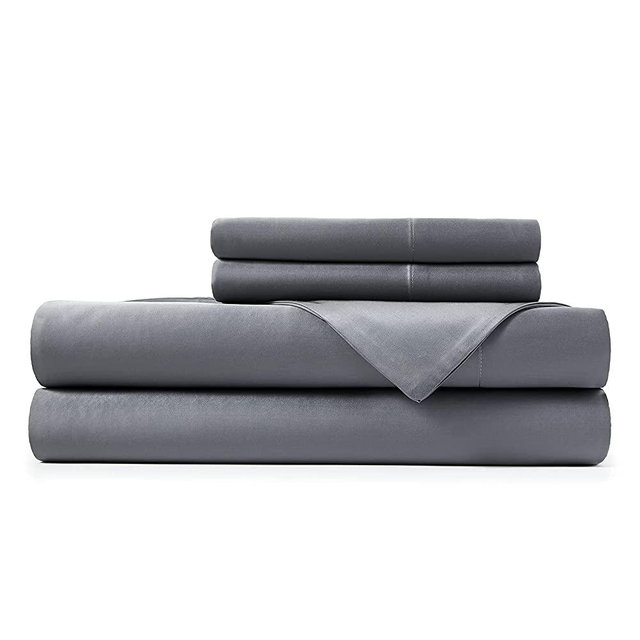 Hotel Sheets Direct 100% Bamboo Bed Sheets - 1600 Thread Count Cooling Full Sheet & Pillowcase Set, Dark Gray