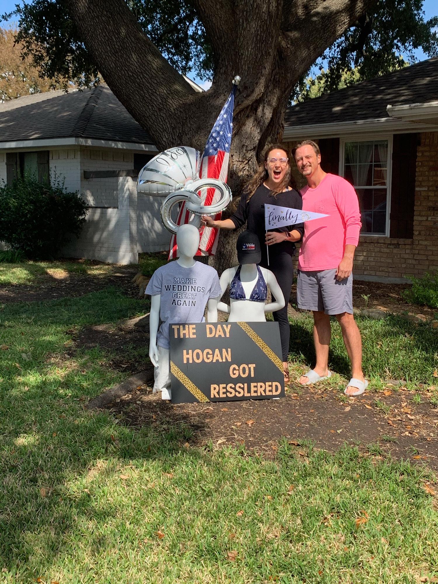 Our Drive-by shower and lawn reenactment of the engagement ❤️