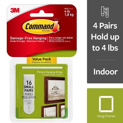 Command 16 Sets of Strips/Pack Small Picture Hanging Strips - White