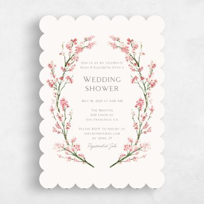 Pink Scalloped Wedding Wedding Shower Invitation - Allamia Portrait