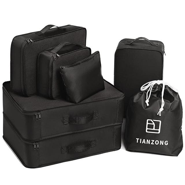 TianZong 7-piece Set Packing Cubes, Travel Bags for Luggage , Packing Organizers with Shoe Bag (Black)