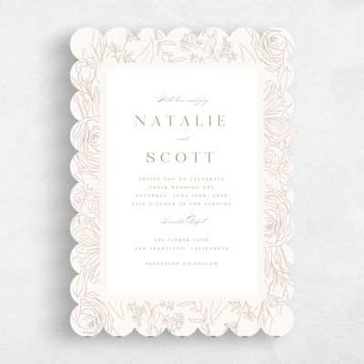 Beige Scalloped Wedding Invitation - Corentine Classic