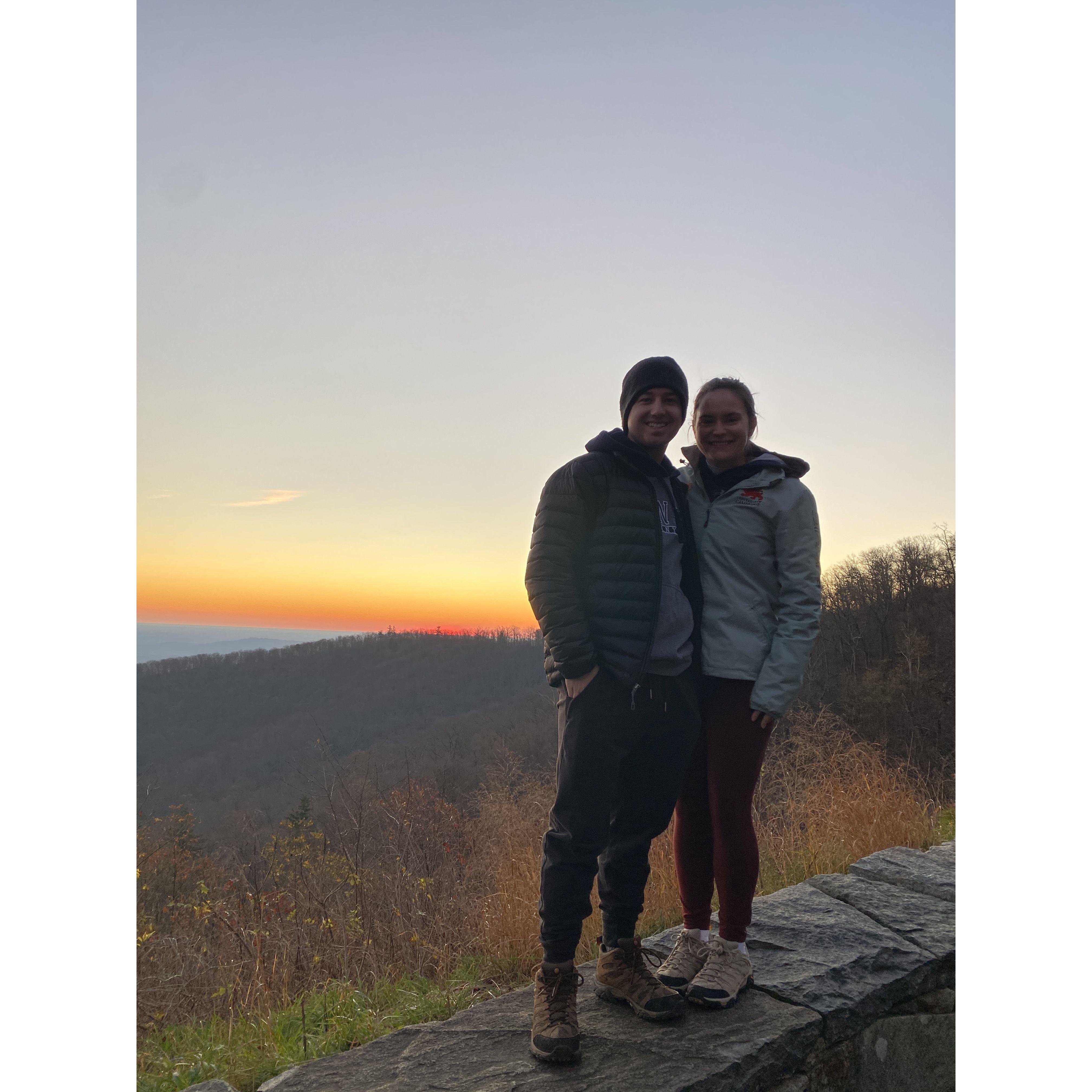 Sarah and Zack on a hike in Shenandoah National Park.