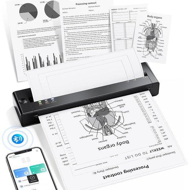 TATTMUSE Portable Printers Wireless for Travel, Inkless Thermal Printer Small Bluetooth for Home Use, Support 8.5" X 11" US Letter Size, Compatible with iPhone Laptop