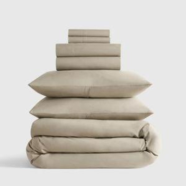 Classic Organic Percale Deluxe Bedding Bundle in Toffee