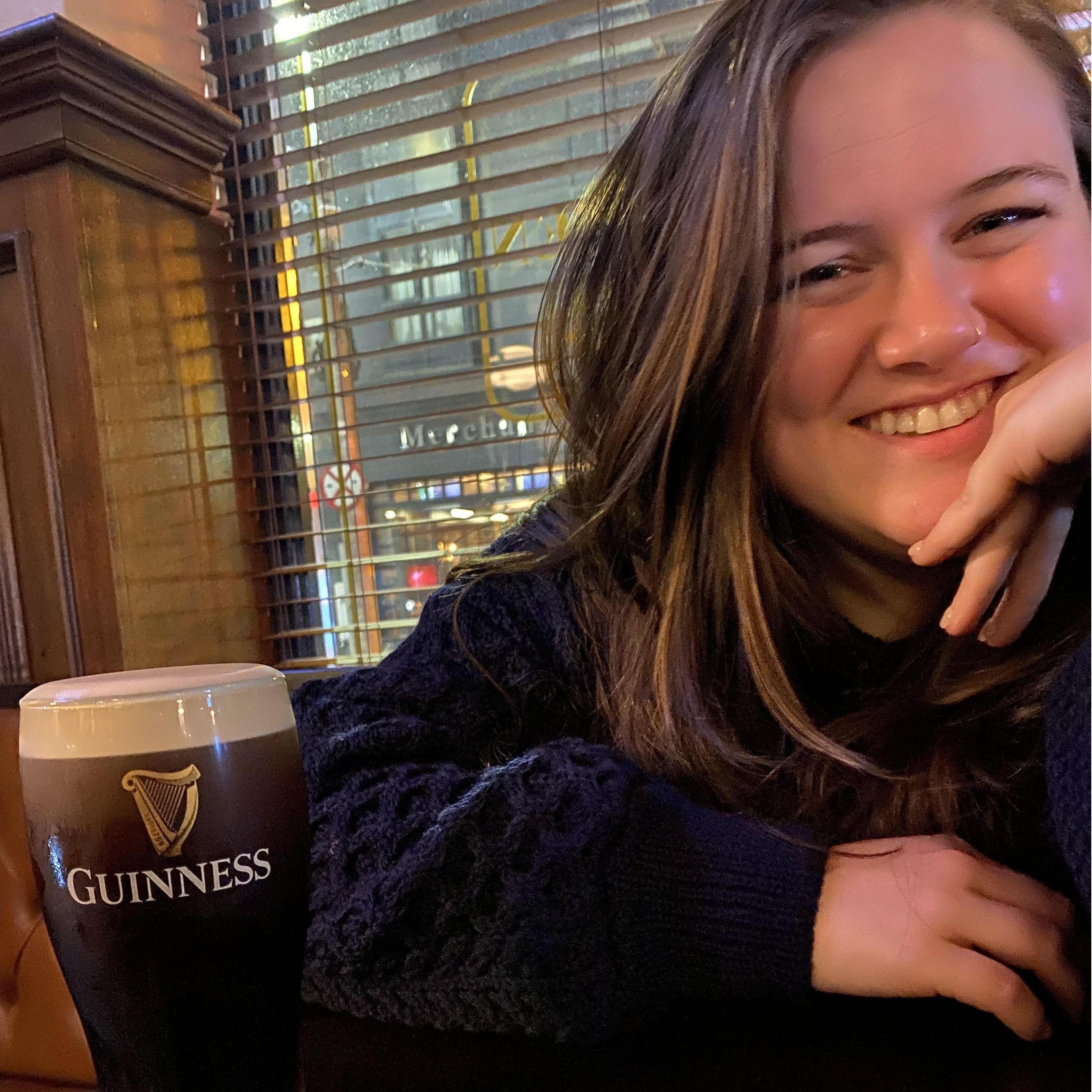 Drinking Guinness in Ireland.