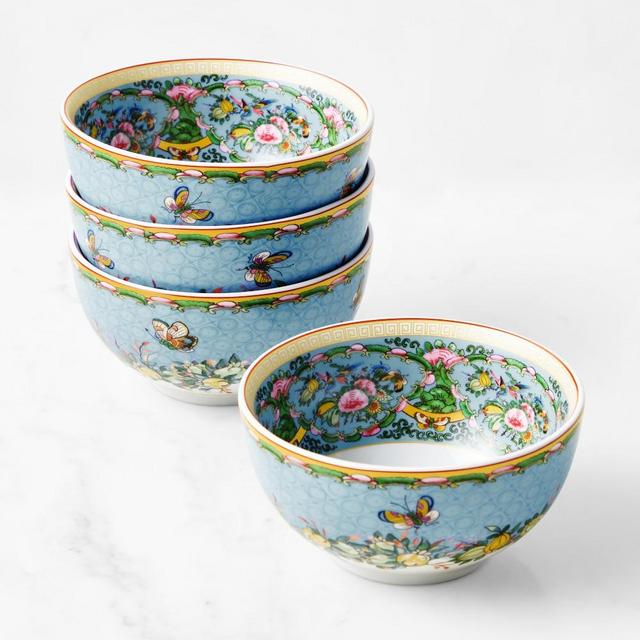 Famille Rose Cereal Bowls, Set of 4, Blue