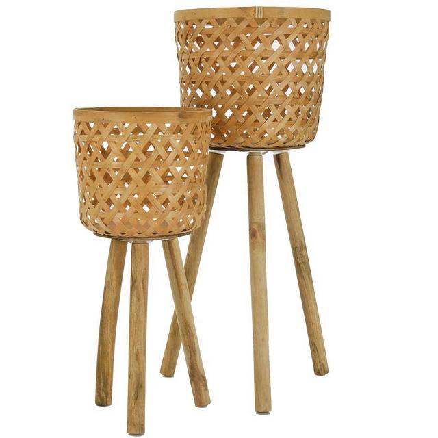 Emilia Bamboo Raised Planters, Set of 2