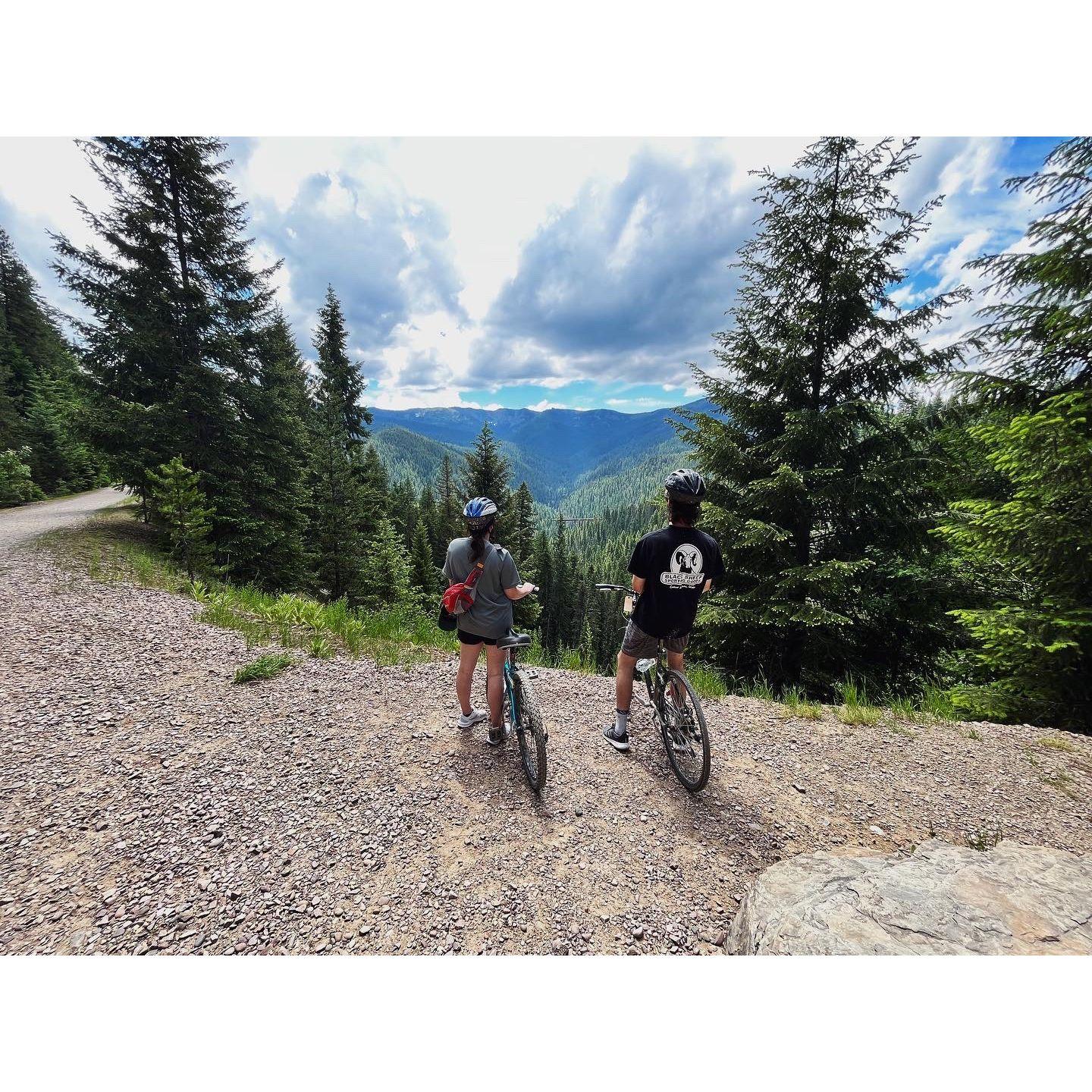 Collin and Emily biking the Hiawatha Trail in Idaho with Emily's parents - 2022