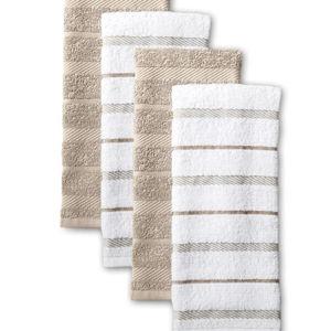 KitchenAid Kitchen Towel 4-Pack, Milkshake Tan/White