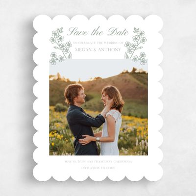 Green Scalloped Wedding Save the Date - Pino Photo