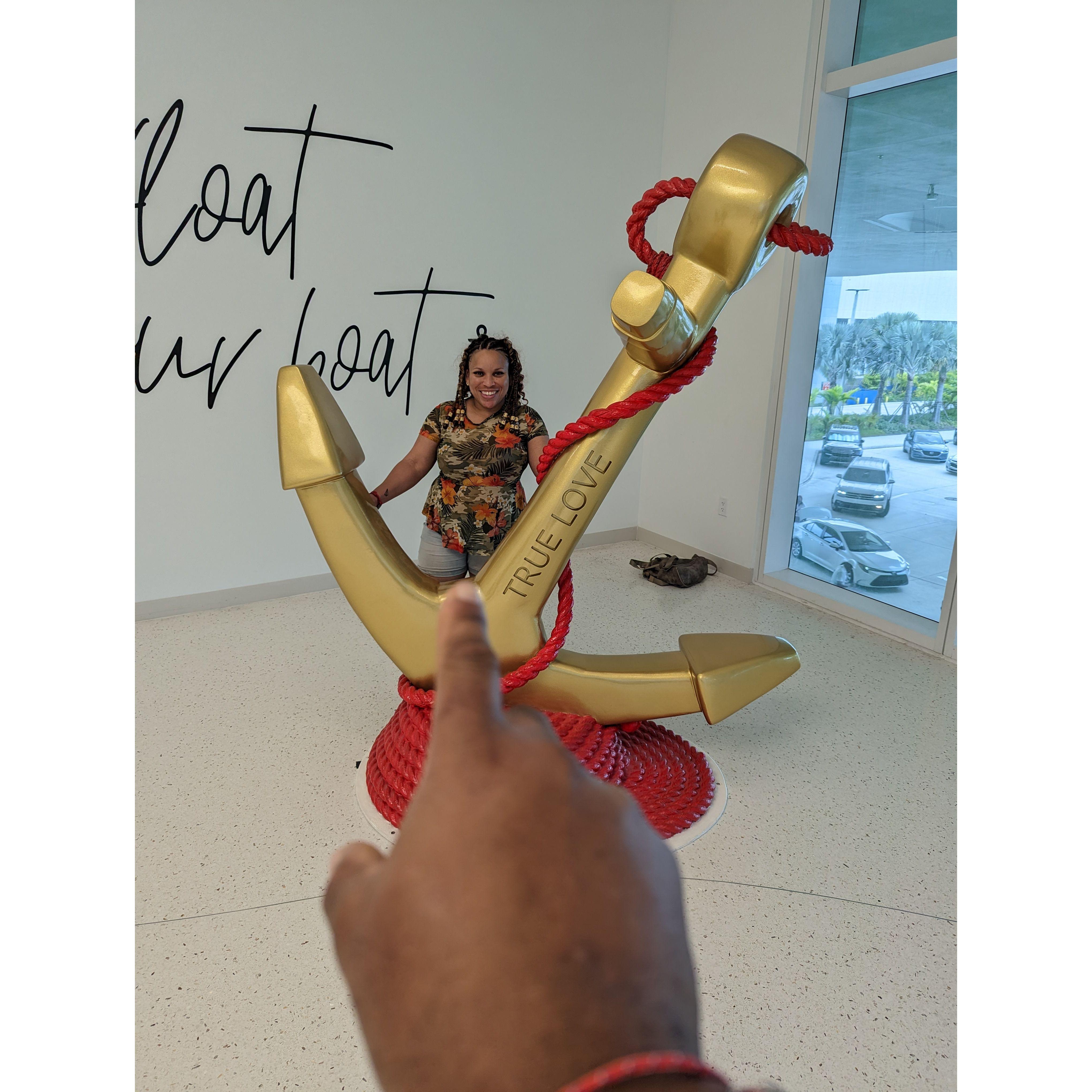 This picture was taken while boarding the cruise ship. Guess he was trying to tell me something.