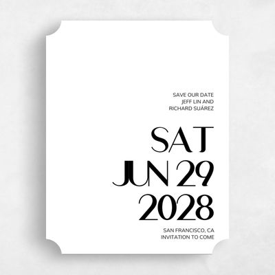 White Ticket Wedding Save the Date - Millsboro Portrait