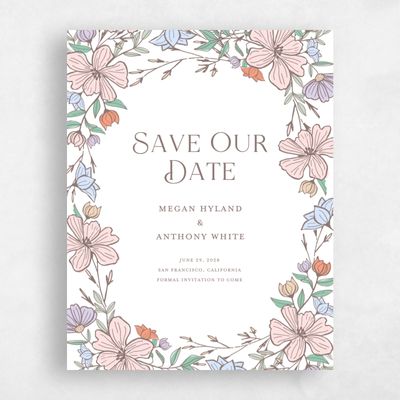 Taupe, White Wedding Save the Date - Leighton Portrait