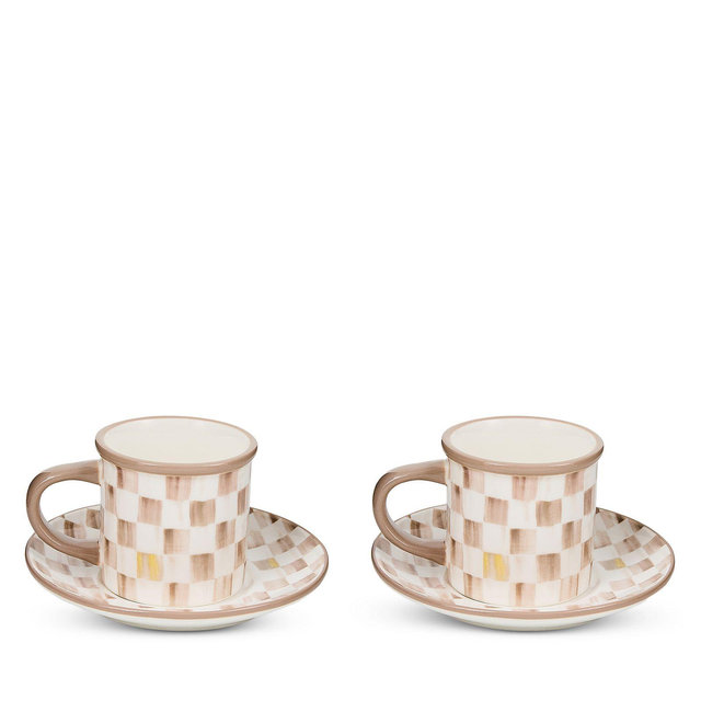 MacKenzie-Childs Courtly Flower Market Stoneware Espresso Cup & Saucer, Set of 2