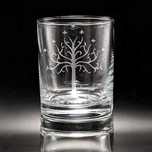 TREE OF GONDOR Engraved Whiskey Rocks Glass | Inspired by Lord of the Rings | Great LOTR Decor & Drinking Gift Idea!