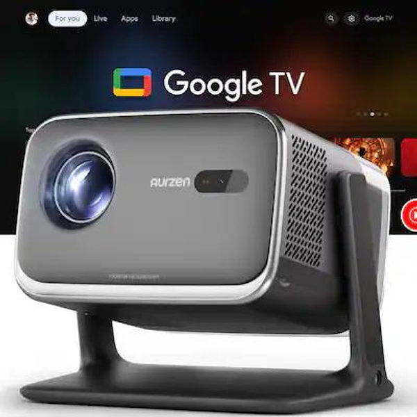 Aurzen - Smart Projector, Built-in Google TV, 4K Supported, 20W Visible Speakers, DoIby Audio, TOF Auto Focus, 500 ANSI Lumens - Black