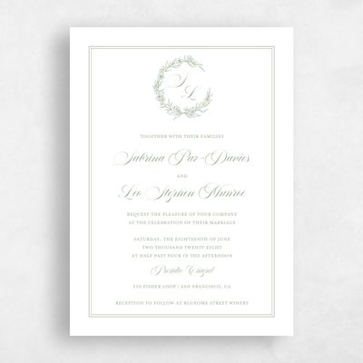 Sage, Green Wedding Invitation - Goundry Frame Letterpress